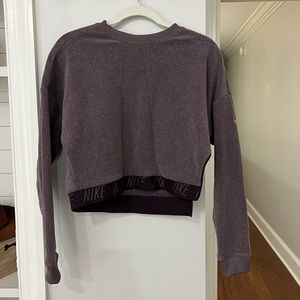 Women's Nike Pro Therma Crewneck Cropped Pastel Purple Fleece Pullover